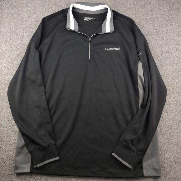 Nike Pullover Mens XL Dri-FIT 1/4 Zip Black ExxonMobil Corporate Golf EUC